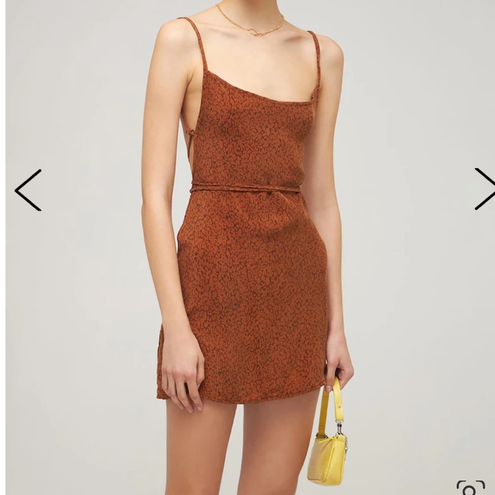 Anemos The Km Tie Printed Cupro Mini Dress In Rust Leopard